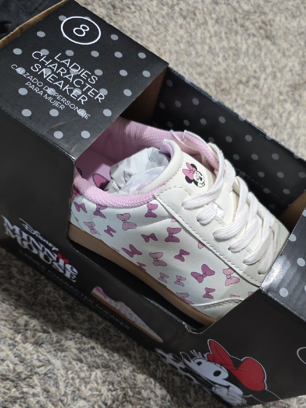 Disney Minnie Mouse Ladies Character Sneakers Size 8